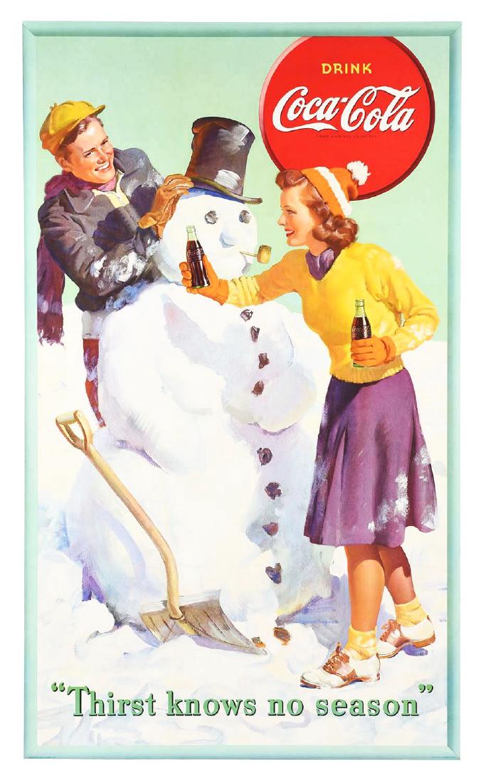 Large Coca-Cola Snowman Cardboard Advertising Sign. (1 of 1)