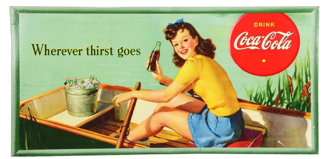 Large Cardboard Coca-Cola Advertising Sign. (1 of 1)