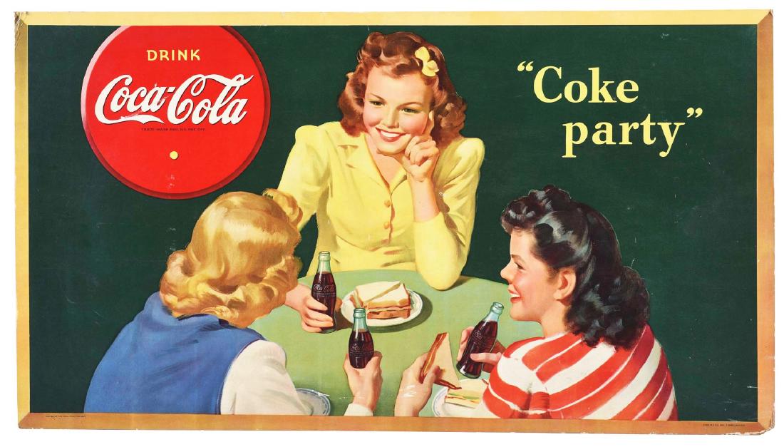 Coca-Cola "Coke Party" Cardboard Advertising Sign. (1 of 1)