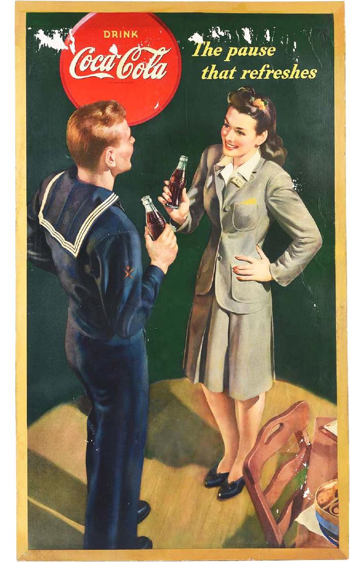 Large Coca-Cola Cardboard Advertising Sign. (1 of 1)