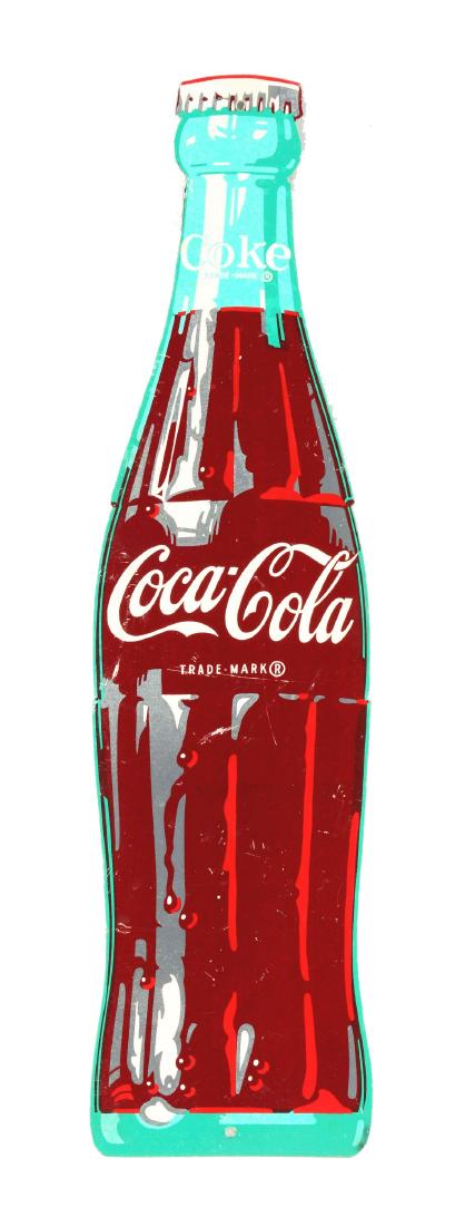 Coke Bottle Diecut Sign.: This sign does not appear to be original. Most likely a 1970's made sign. Minor wear with a few scrapes. Condition:(Very Good).Dimensions22 - 3/4" x 6".Condition:(Very Good).Dimensions22 - 3/4" x 6".