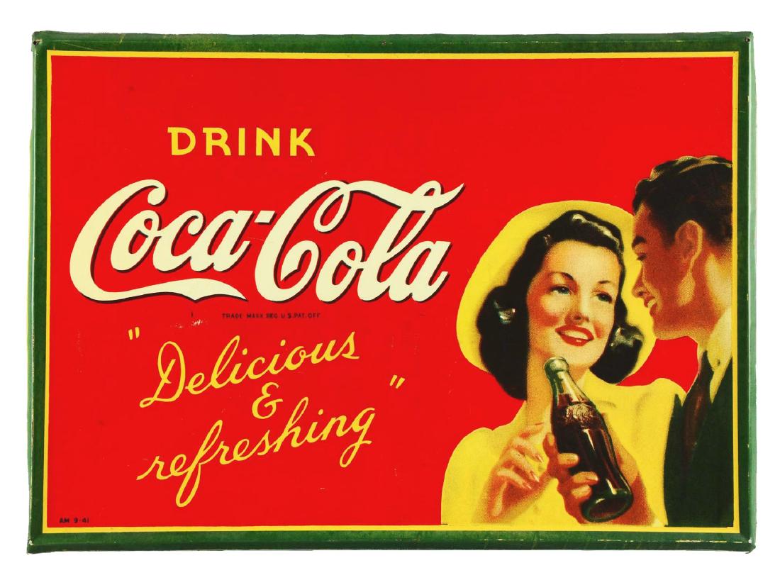 Self Framed Coca-Cola Tin Advertising Sign. (1 of 1)