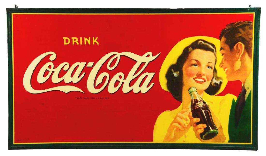 Large Self-Framed Tin Coca-Cola Advertising Sign. (1 of 1)
