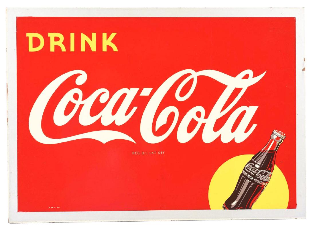 Coca-Cola Masonite Advertising Sign. (1 of 1)