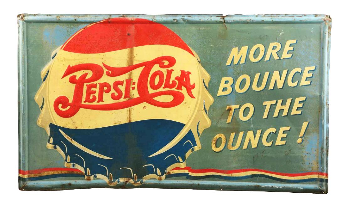Pepsi Double Dot Self Framed Tin Advertising Sign. (1 of 1)