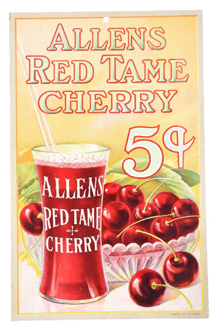Allens Red Tame Cherry 5Â¢ Cardboard Sign. (1 of 1)