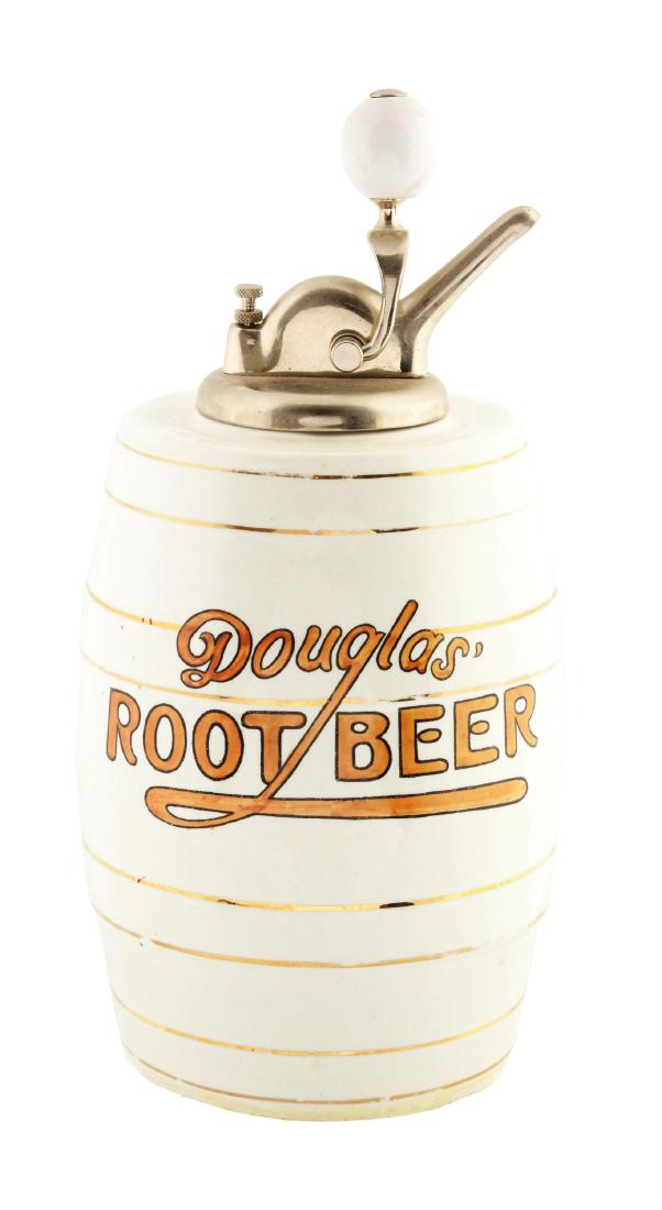 Douglas Root Beer Syrup Dispenser.: The Douglas Root Beer design is on both sides. Includes a original style ball reproduction pump.Condition:(Excellent).Dimensions16" T. Condition:(Excellent).Dimensions16" T.