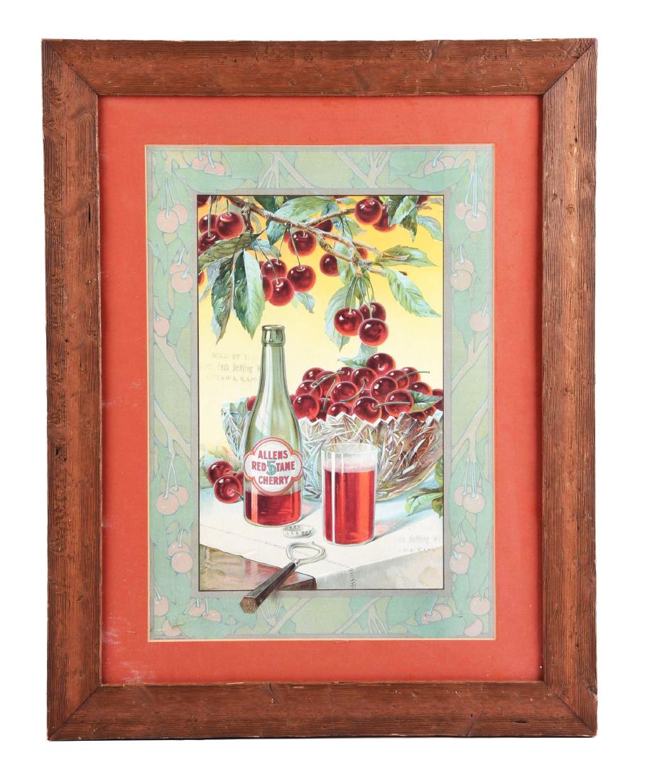 Allen's Red Tame Cherry Cardboard Advertising Sign. (1 of 1)