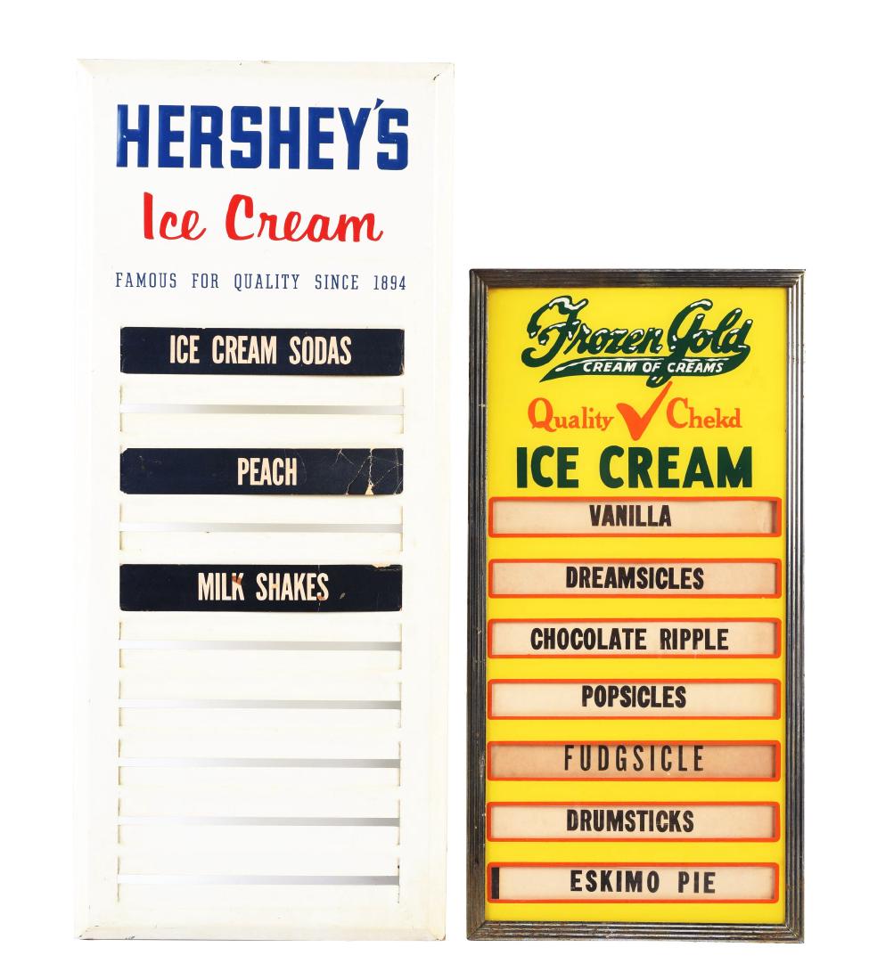 Lot of 2: Frozen Gold and Hershey's Ice Cream Signs. (1 of 1)