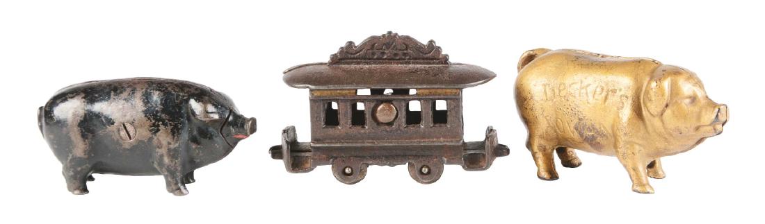 Lot Of 3: Cast Iron Still Banks. (1 of 2)