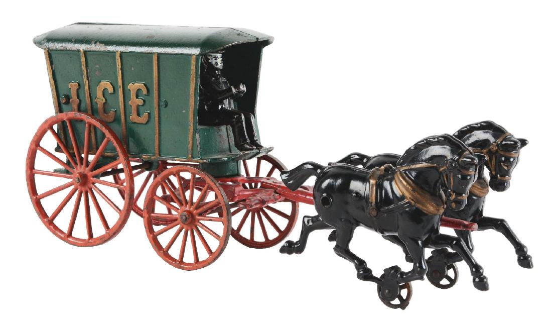 Cast Iron Hubley Horse Drawn Ice Wagon.