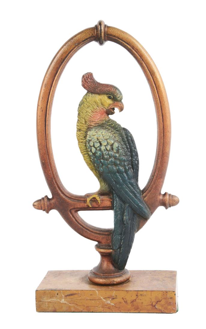 Cast Iron Cockatoo in Ring Doorstop. (1 of 2)