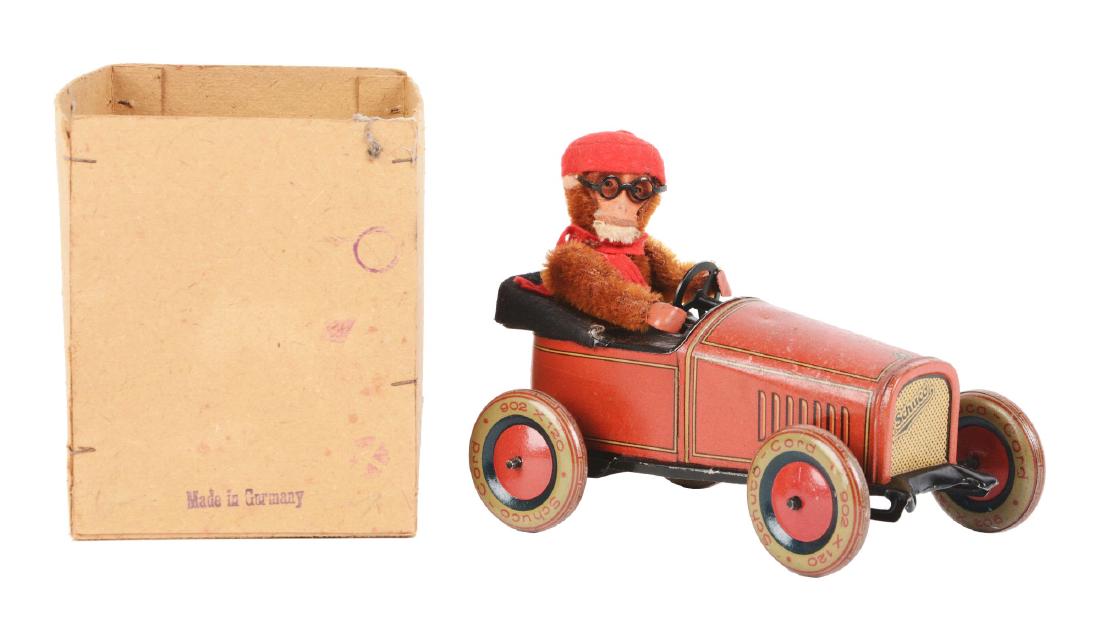 Scarce German Tin Litho Wind Up Schuco Monkey Auto. (1 of 2)