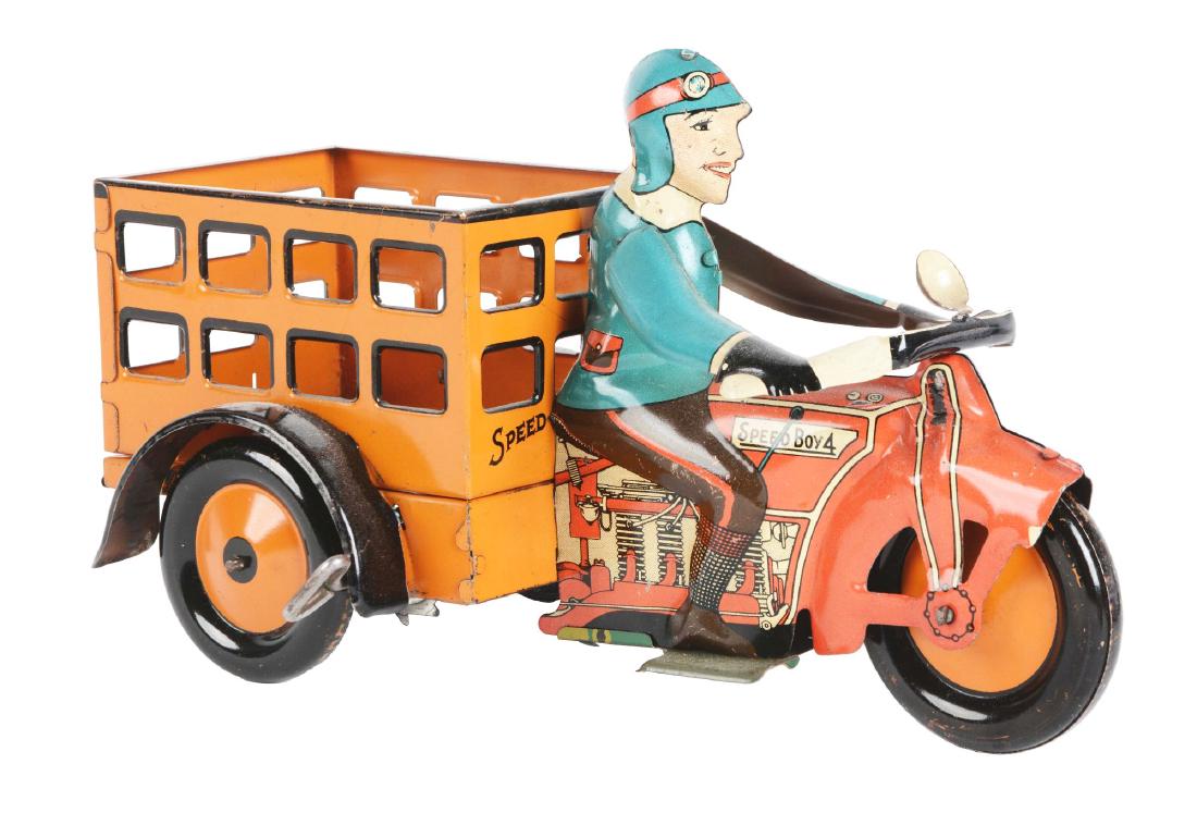 Marx Tin Litho Wind Up Speed Boy Motorcycle. (1 of 3)