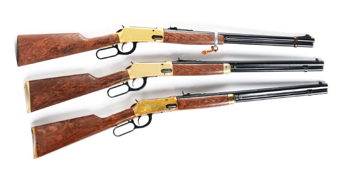 Lot of 3: Daisy Model 1894 Western Carbine Air Rifles.: Gun A) Sears Roebuck and Co. Model 799.190540. Minor scratches. Fine action. Gun B) Sears Roebuck and Co. Model 799.19052. Octagon barrel. Minor finish loss. Fine action. Gun C) Sears Roebuck and Co.