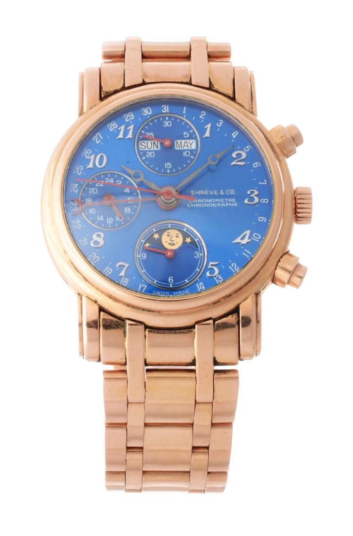 Shreve & Co. 18K Rose Gold Chronograph Wristwatch Model (1 of 7)