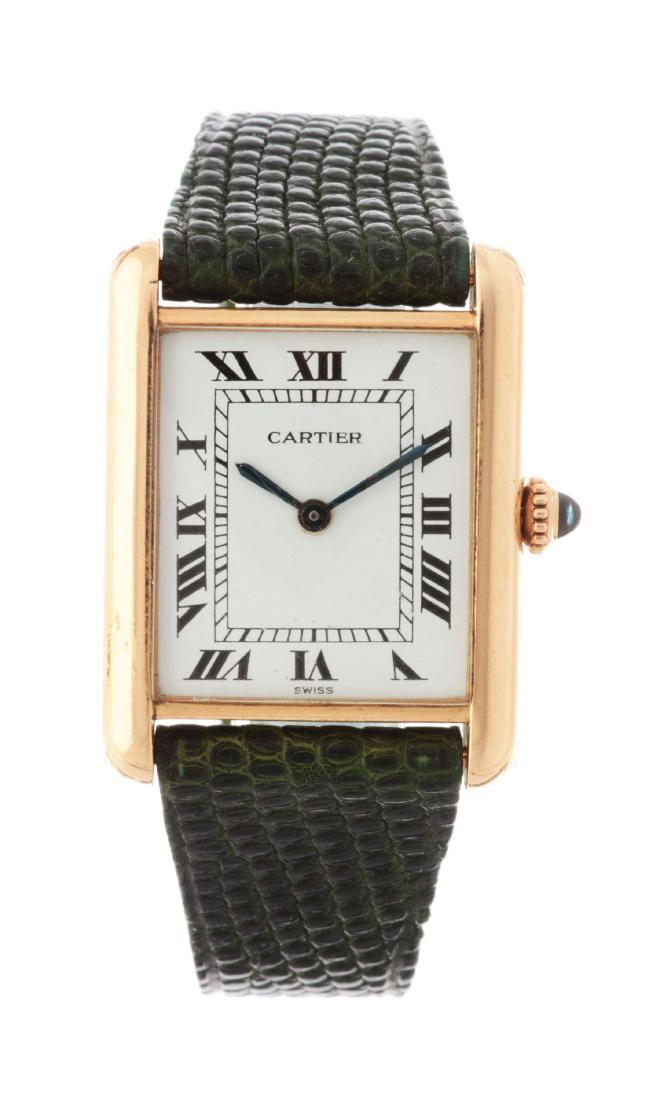 Vintage Cartier 18k Yellow Gold Tank Wristwatch. (1 of 5)