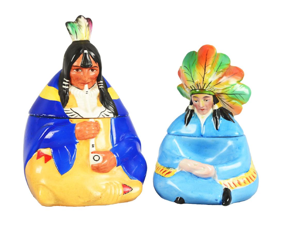 Lot Of 2: Ceramic Native American Tobacco Jars. (1 of 4)