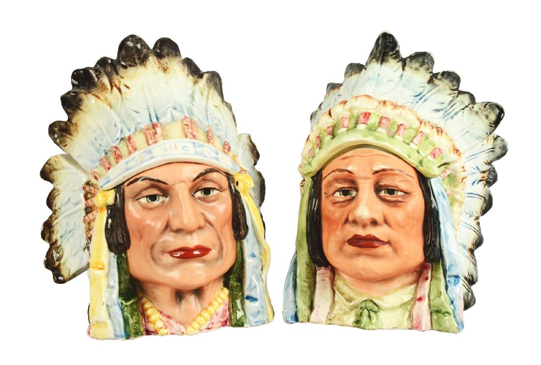 Lot Of 2: Native American Chief Majolica Tobacco (1 of 4)