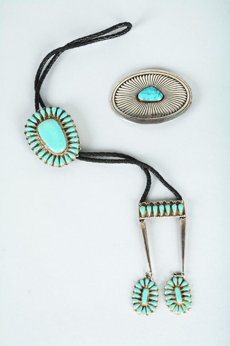 Lot Of 2: Sterling Silver And Turquoise Accessories. (1 of 5)