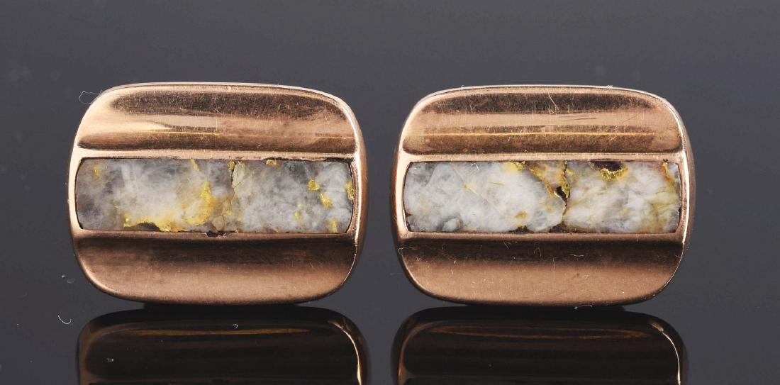 Pair Of Gold Quartz Cuff Links. (1 of 2)