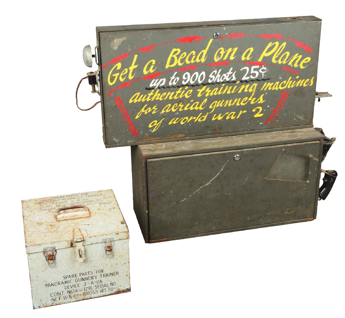 25¢ Federal's Panoramic Gunnery Trainer MK II.: As read across the top, "Get A Bead For A Plane" this arcade game was apparently an alternative training machine for WWII. It is narrow, made of steel and can be a counter top game but it seems to be