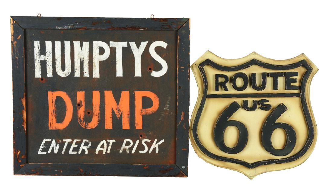 Lot Of 2: Humpty's Dump And Route 66 Signs. (1 of 4)