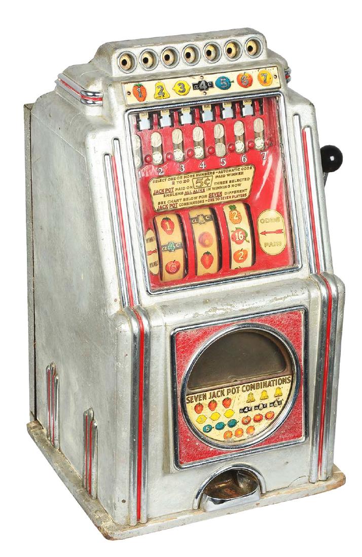 **5¢ A.C. Novelty Multi-Bell "Seven Way" Slot Machine. (1 of 6)