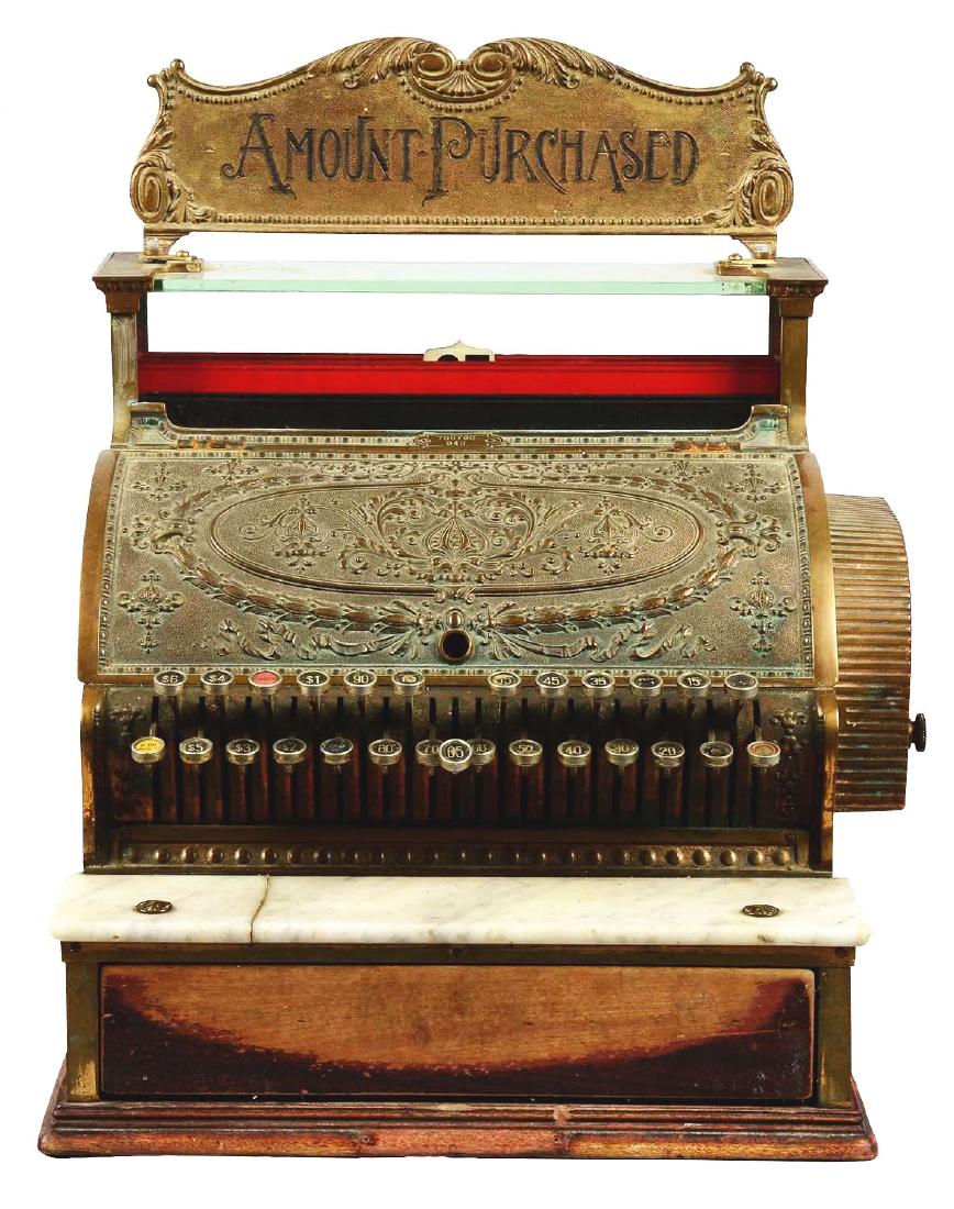 Ornate Brass National Cash Register Model 349. (1 of 5)