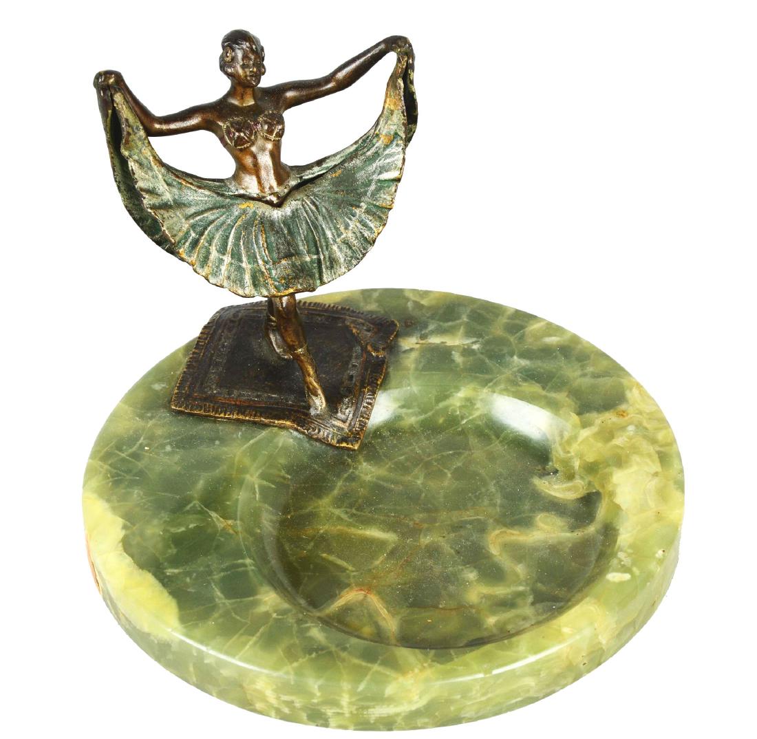 Naughty Bronze Coin Tray On Green Marble. (1 of 6)