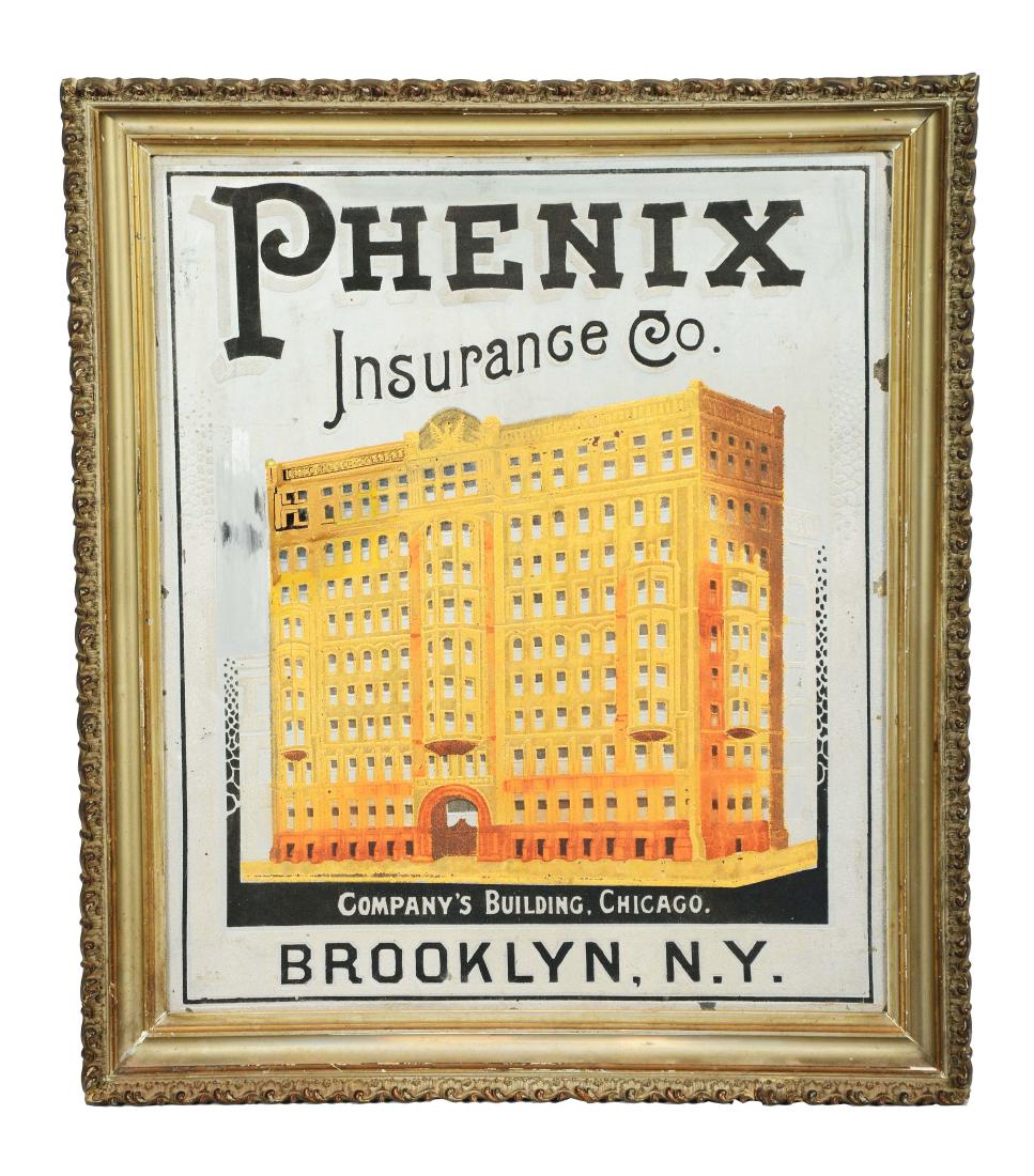 Framed Phenix Insurance Co. Tin Advertisement. (1 of 4)