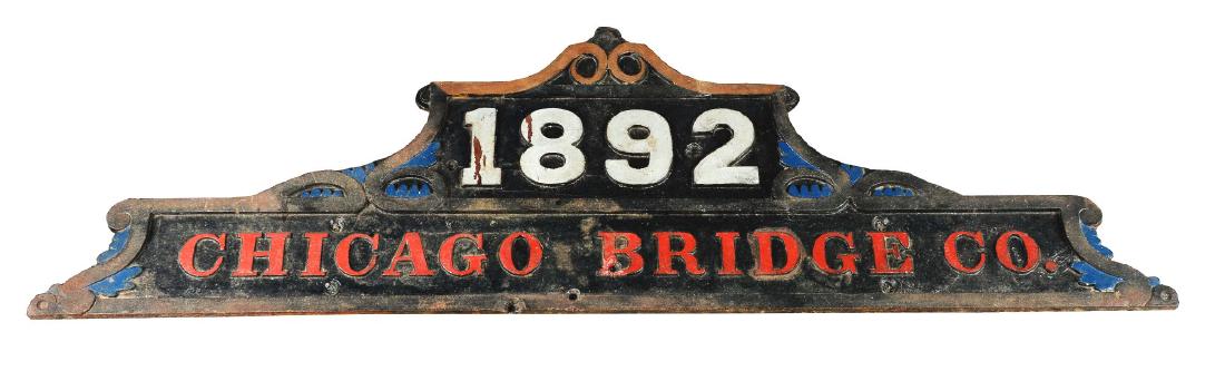 Cast Iron "1892 Chicago Bridge Co." Sign. (1 of 4)