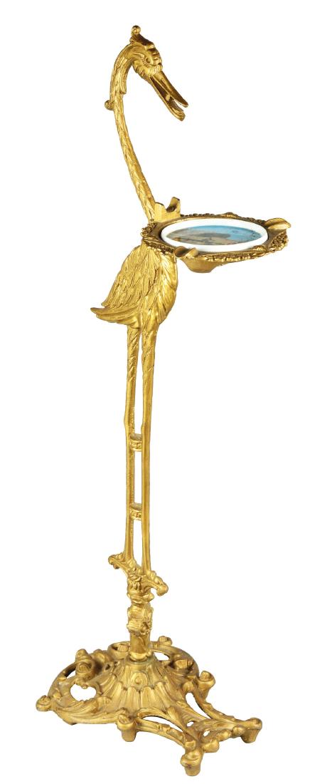 Figural Cast Iron Crane Smoking Stand. (1 of 6)