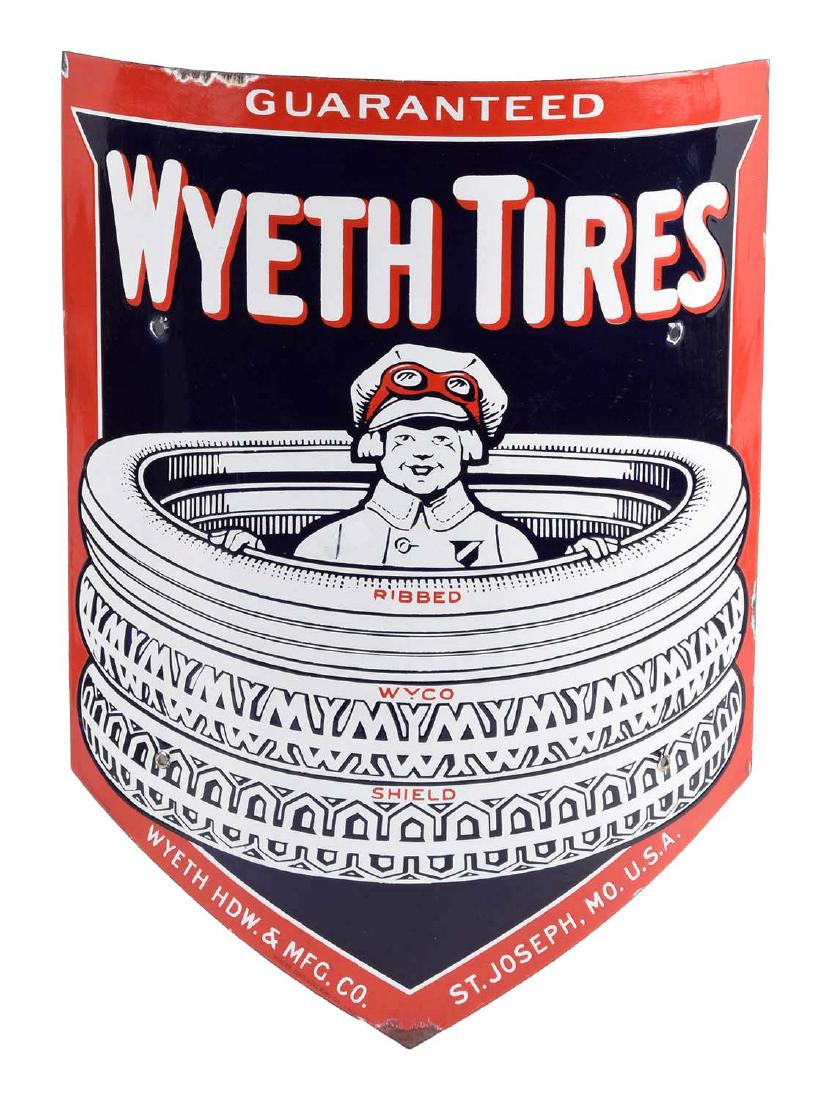 Wyeth Tires Curved Porcelain Sign W/ Boy In The Tires (1 of 2)