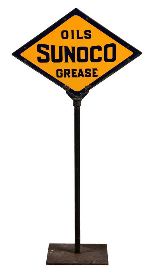 Sunoco Oils & Grease Porcelain Lollipop Sign.