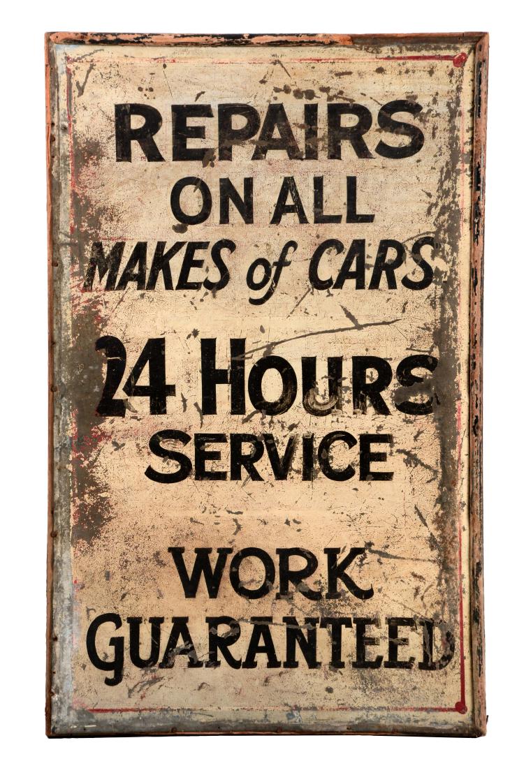 Repair & Service Wood Framed Tin Service Station Sign. (1 of 2)