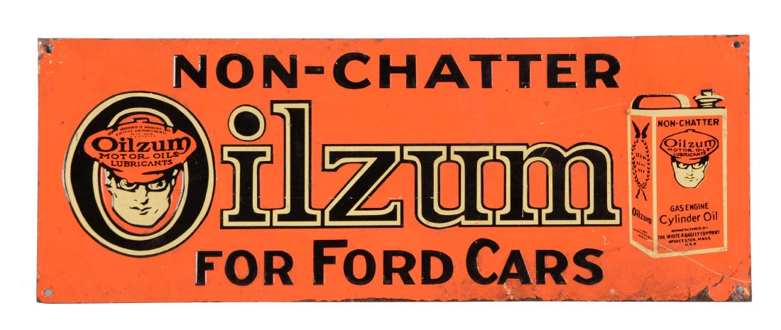 Oilzum For Ford Cars Embossed Tin Sign. (1 of 2)