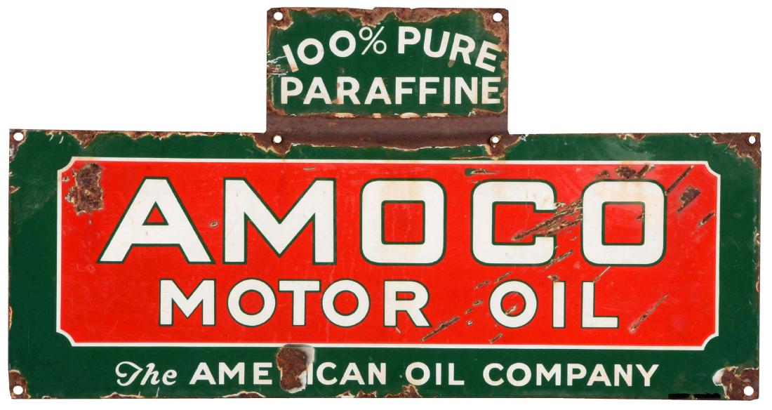 Amoco Motor Oil Porcelain Oil Rack Sign. (1 of 2)