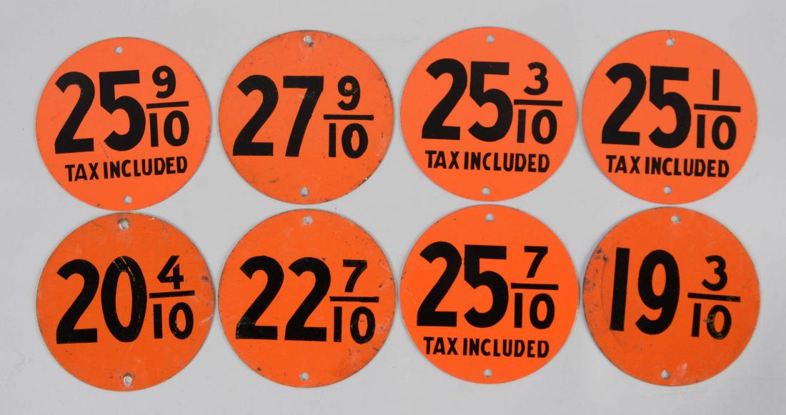 Lot of 8: Gulf Tin Gas Price Signs. (1 of 1)
