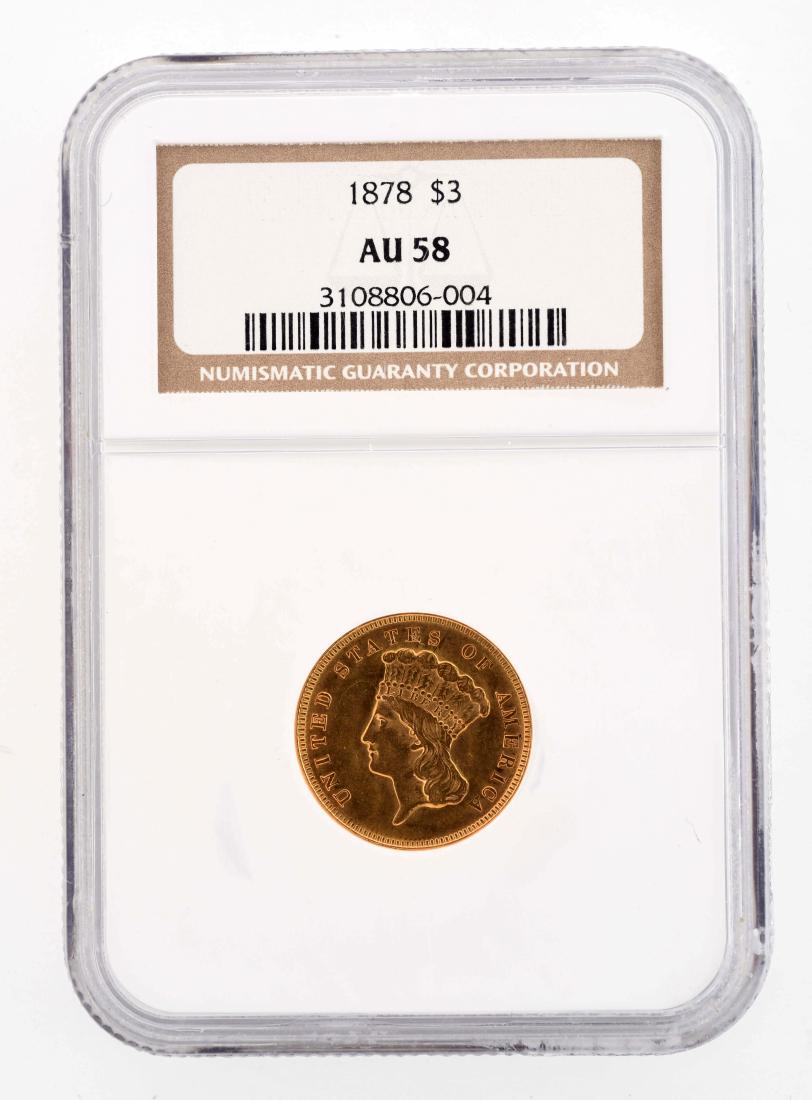 1878 $3 Gold Coin. (1 of 3)