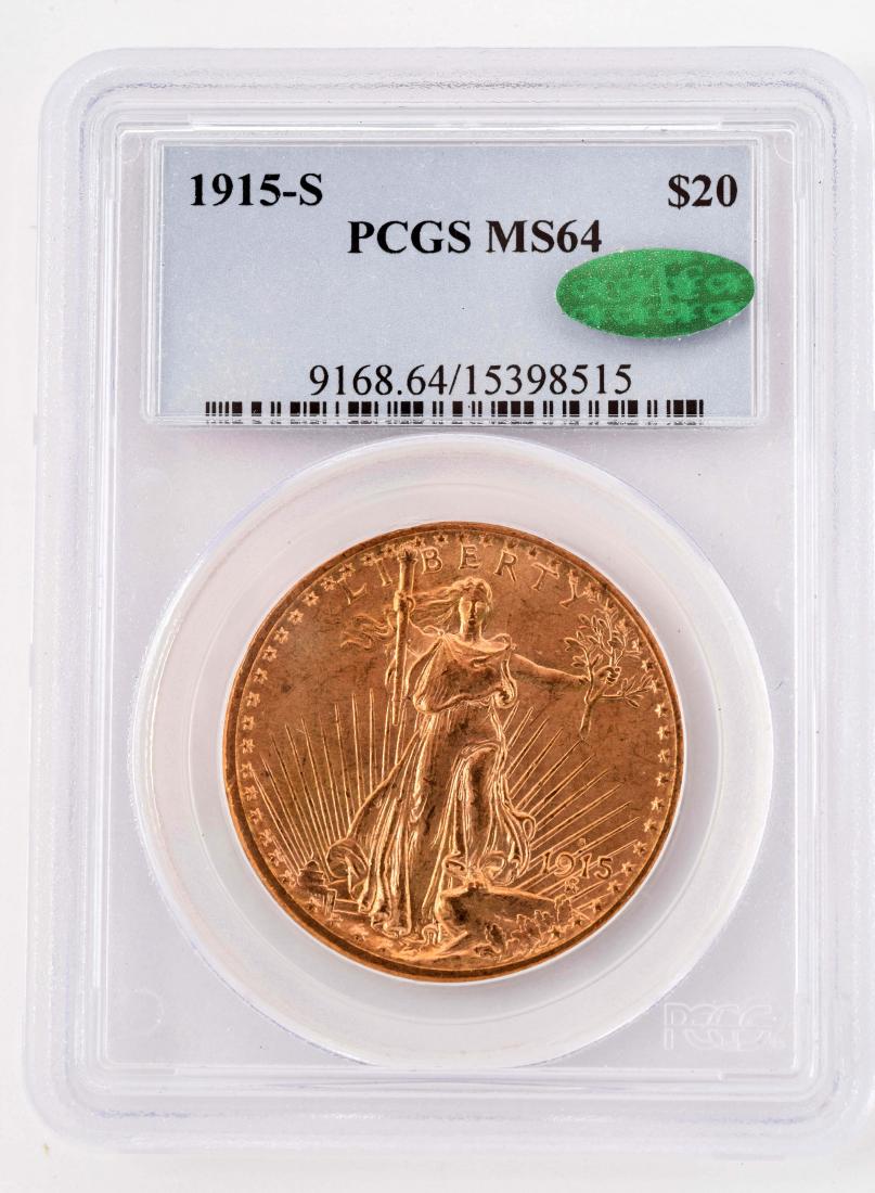 1915-S  $20 Gold Double Eagle Coin. (1 of 3)