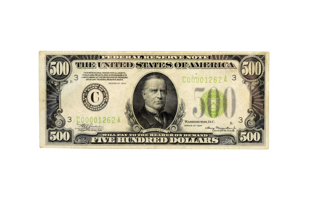 1934 $500 Small Note. (1 of 2)