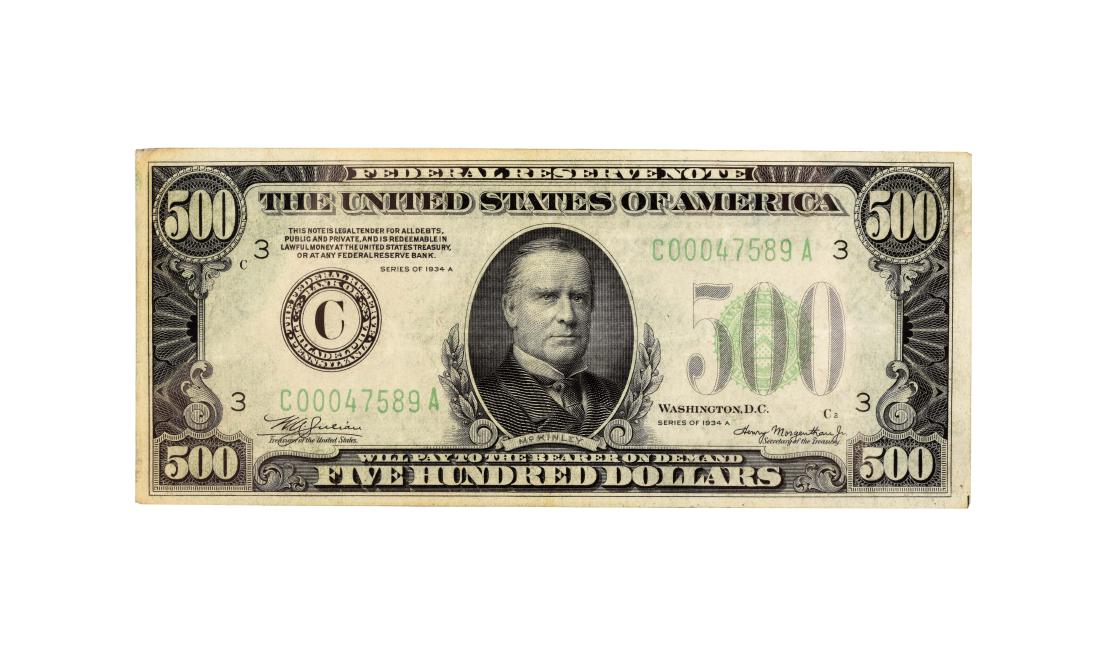 1934-A $500 Small Note. (1 of 2)