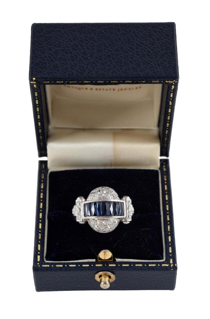 Antique 14K White Gold Dome Shaped Sapphire & Diamond (1 of 6)