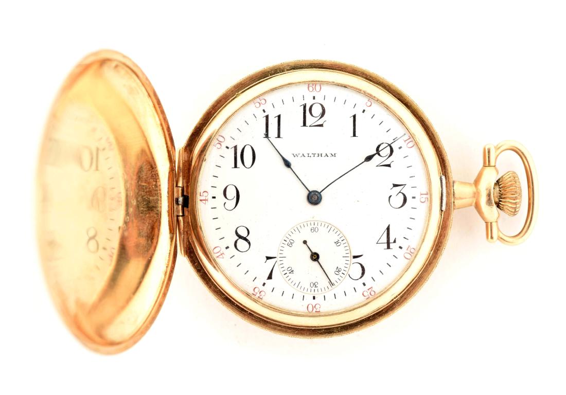 Waltham 14K Gold H/C Pocket Watch 15j Size 12. (1 of 3)