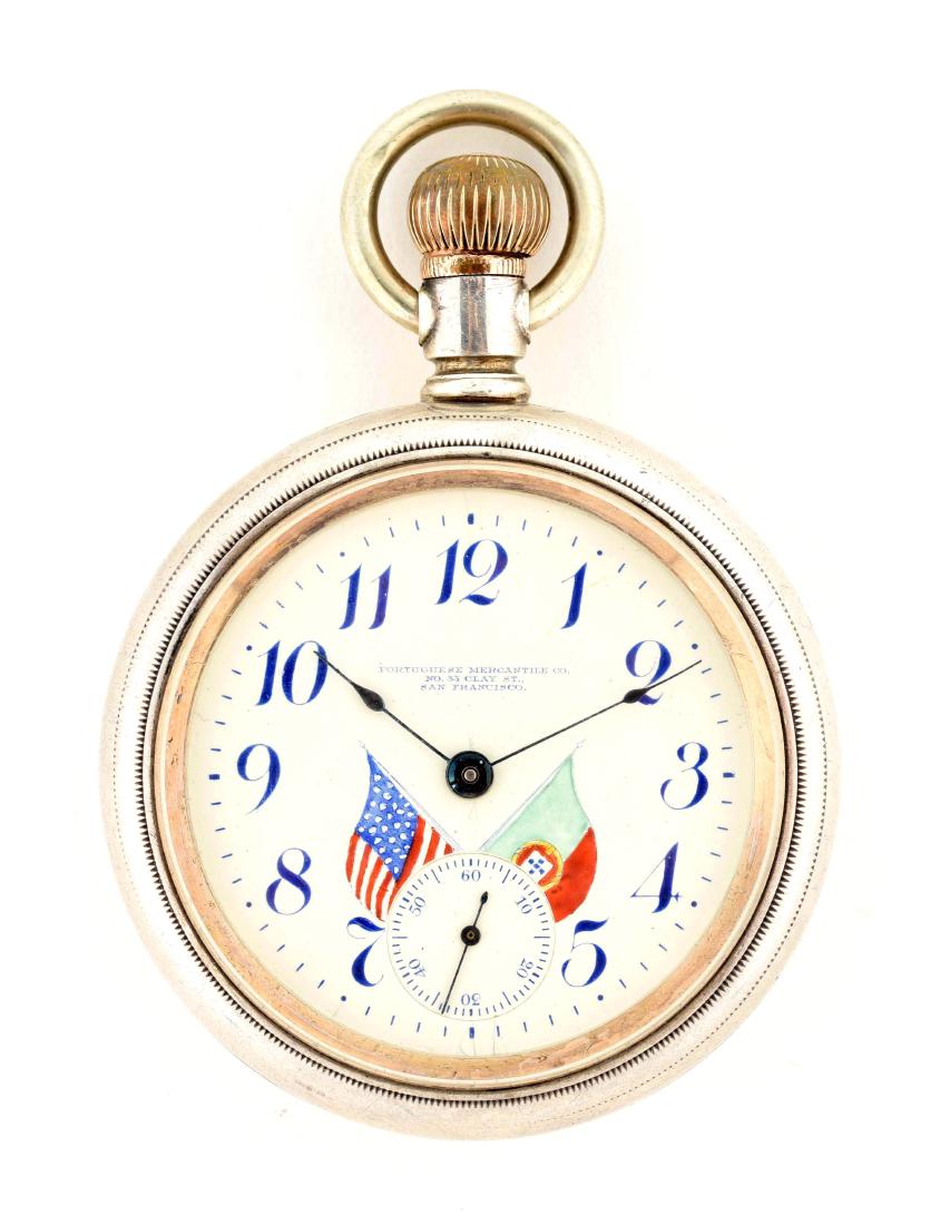 Portugese Mercantile Co. Serling Silver Pocket Watch. (1 of 3)