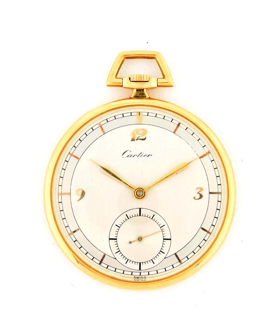 Cartier 18K Gold O/F Fine Swiss Pocket Watch 19j. (1 of 3)