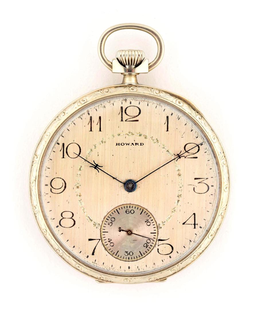 Howard 14K White Gold O/F Pocket Watch 19j. (1 of 5)