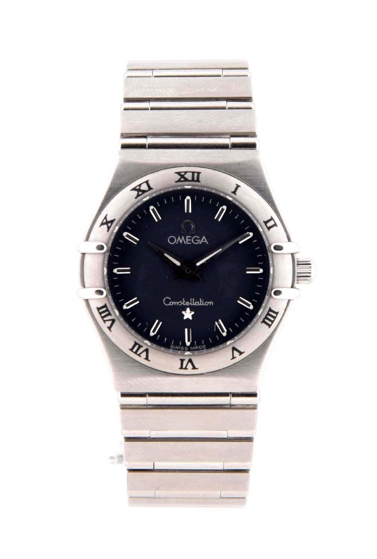 Omega Stainless Steel Constellation Blue Dial.: Omega Constellation. Blue dial. Stainless steel case. Roman numeral engraved bezel. Condition:(Excellent).Dimensions: Condition: (Excellent). Dimensions: