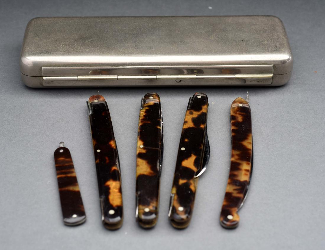 Antique Knife Set with Tortoise Ware Handles. (1 of 2)